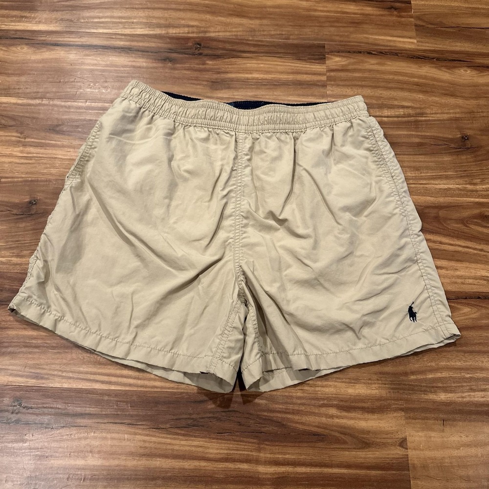 Polo Ralph Lauren Shorts Mens Large Beige Swim Trunks Lined Elastic Waist